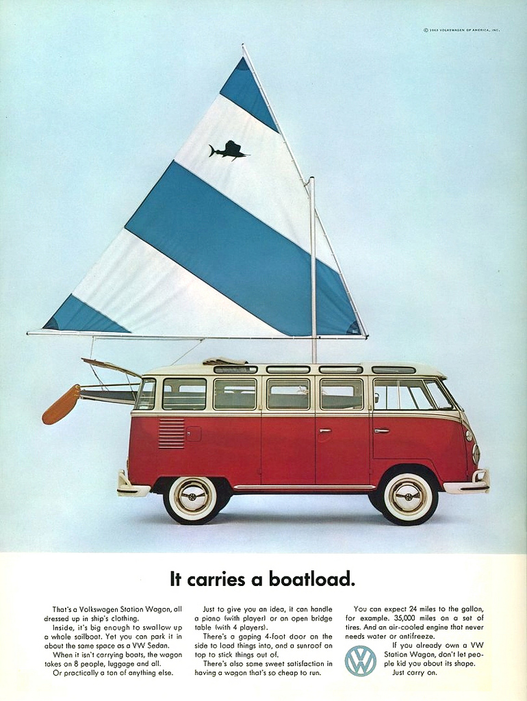   Volkswagen worked with a small ad agency to develop clever campaigns for the Beetle and the Bus, which contributed to the immense popularity of the cars in the United States.  