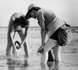 Rachel Carson, right, collects samples along the Atlantic coast. Photo: U.S. Fish and Wildlife Service