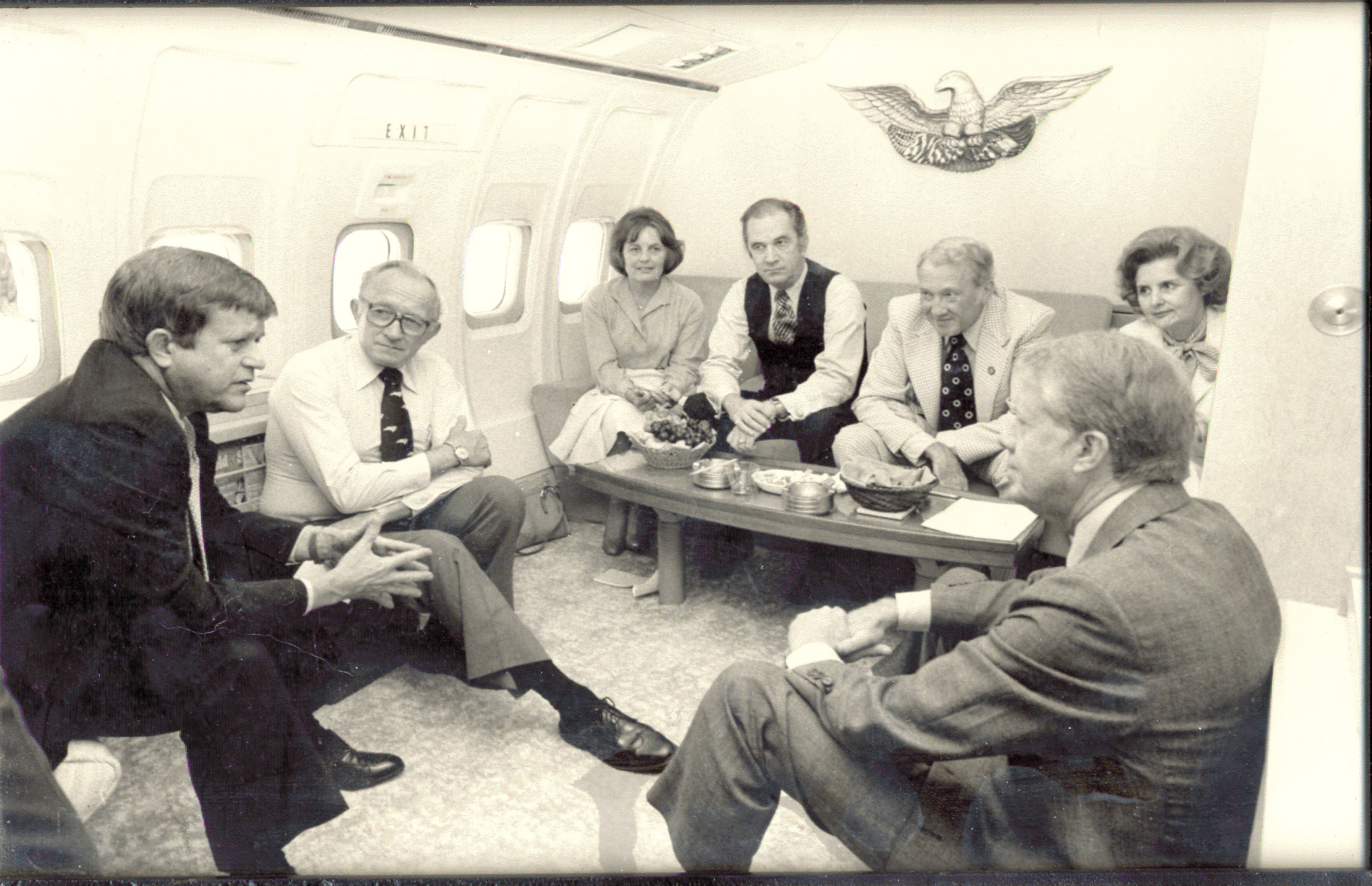 Robert Morgan with President Jimmy Carter and company on Air FOrce One