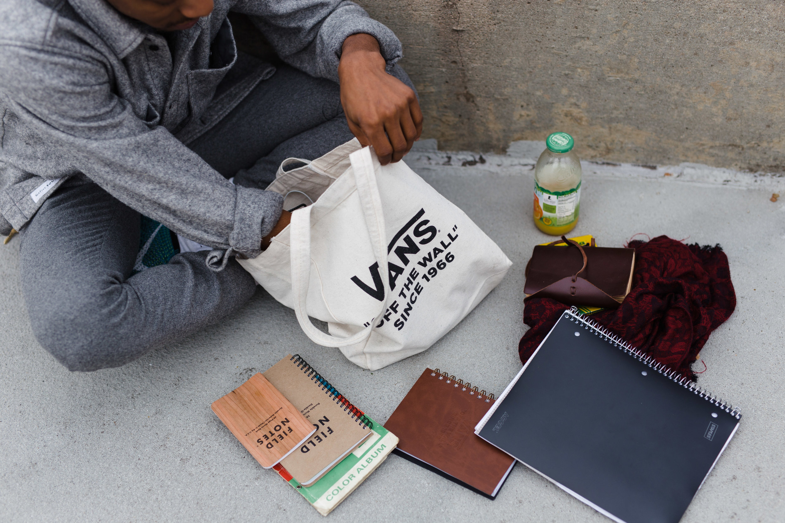 Ace carries with him a multitude of notebooks where he scratches lyrics, thoughts, ideas
