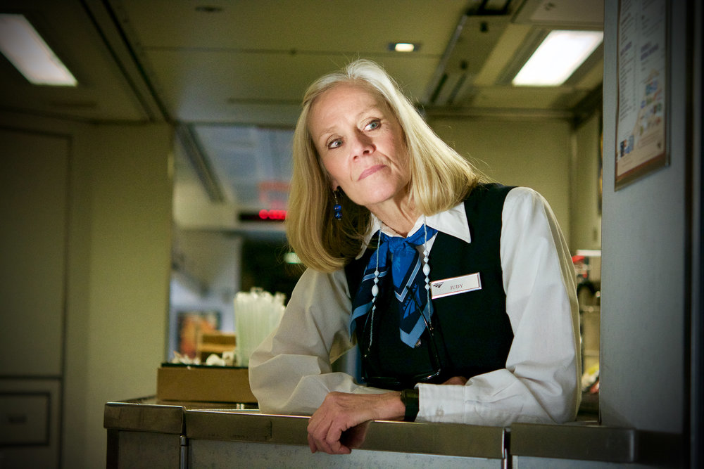  Amtrak employee working at concessions counter on The Carolinian, Charlotte to New York City. 