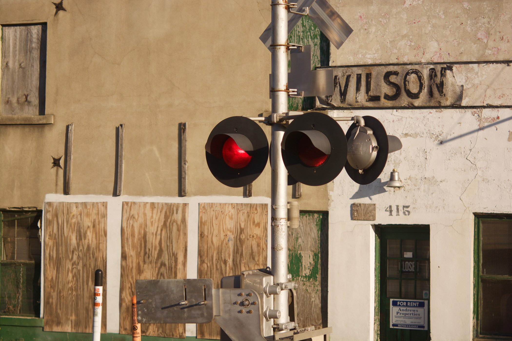  Signal lights from Northbound train approaching Wilson, NC, station. 