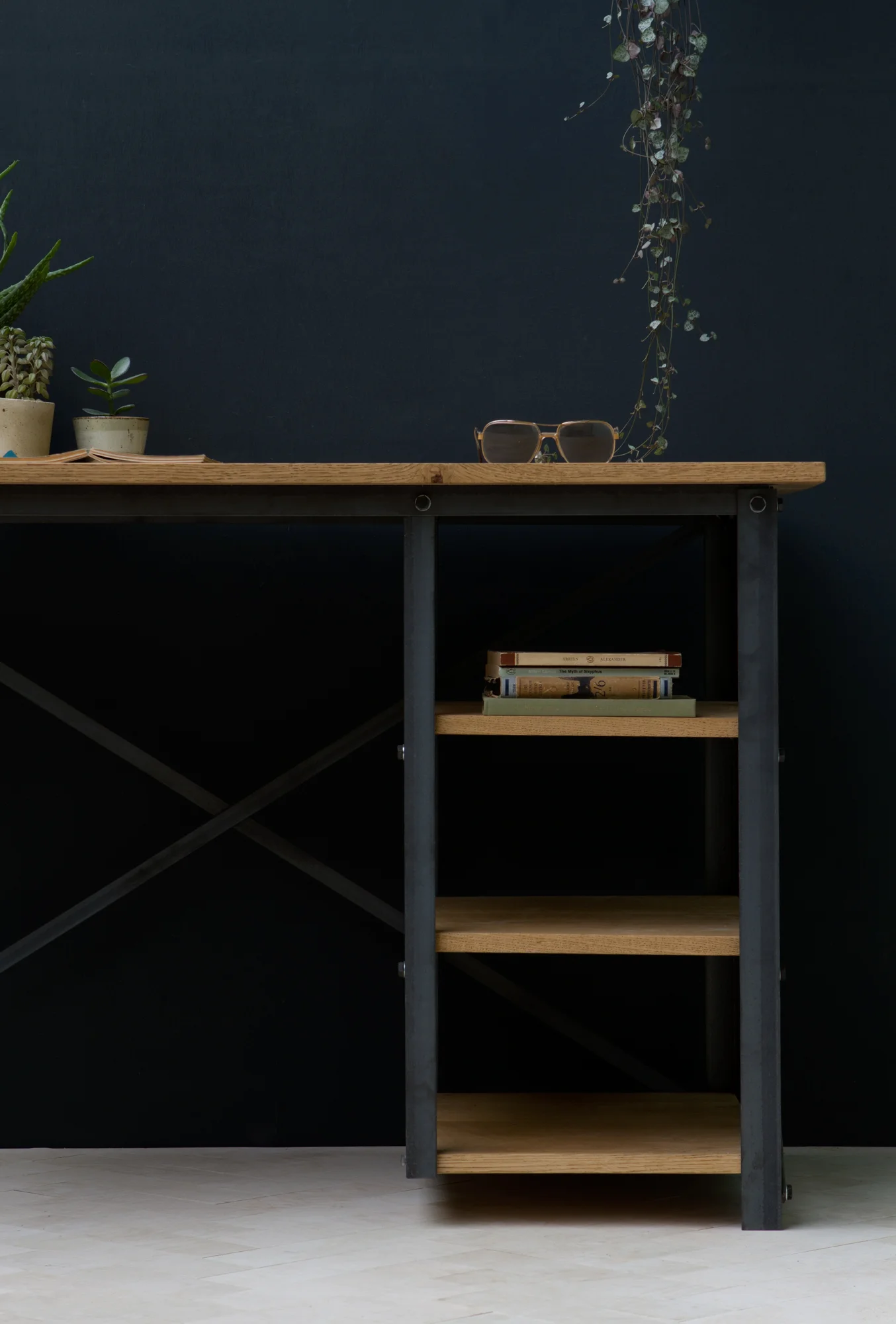 'Slim' Industrial Desk [With Shelves] — Konk Custom Handmade Furniture