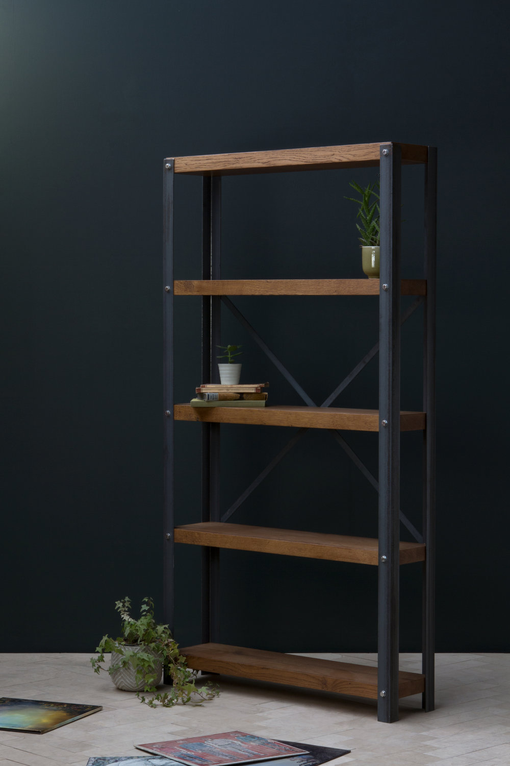Simple Industrial Bookcase Konk, Industrial Furniture Bookcase