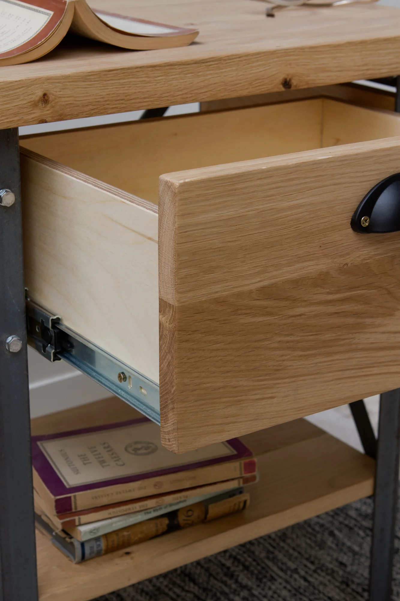 Industrial Bedside Table [Drawer] — Konk Custom Handmade Furniture