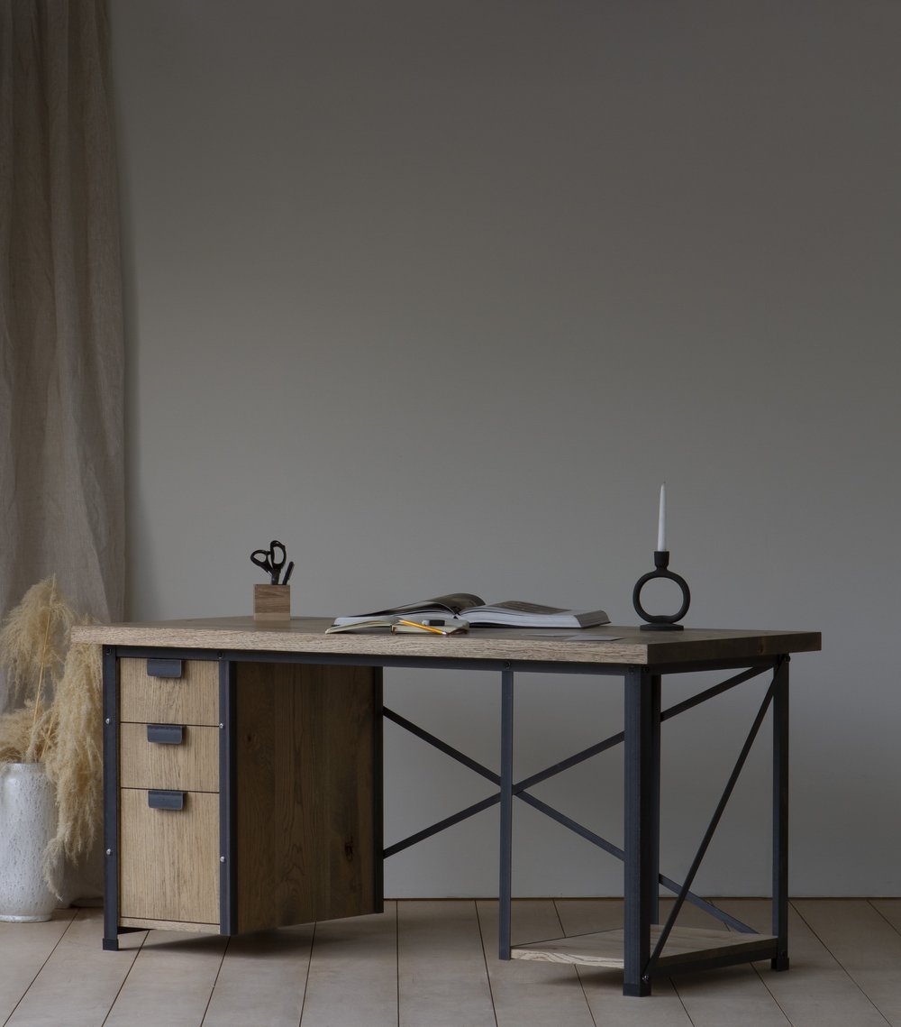 'Classic' Industrial Desk Large [Drawers] — Konk - Custom Handmade Furniture