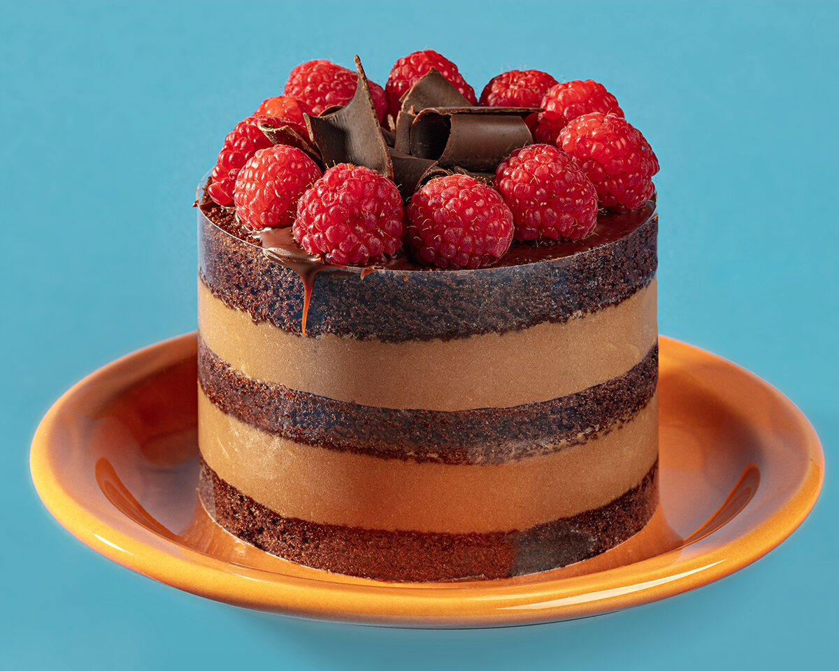 Food Photography - Bold Color Chocolate Raspberry Cake 