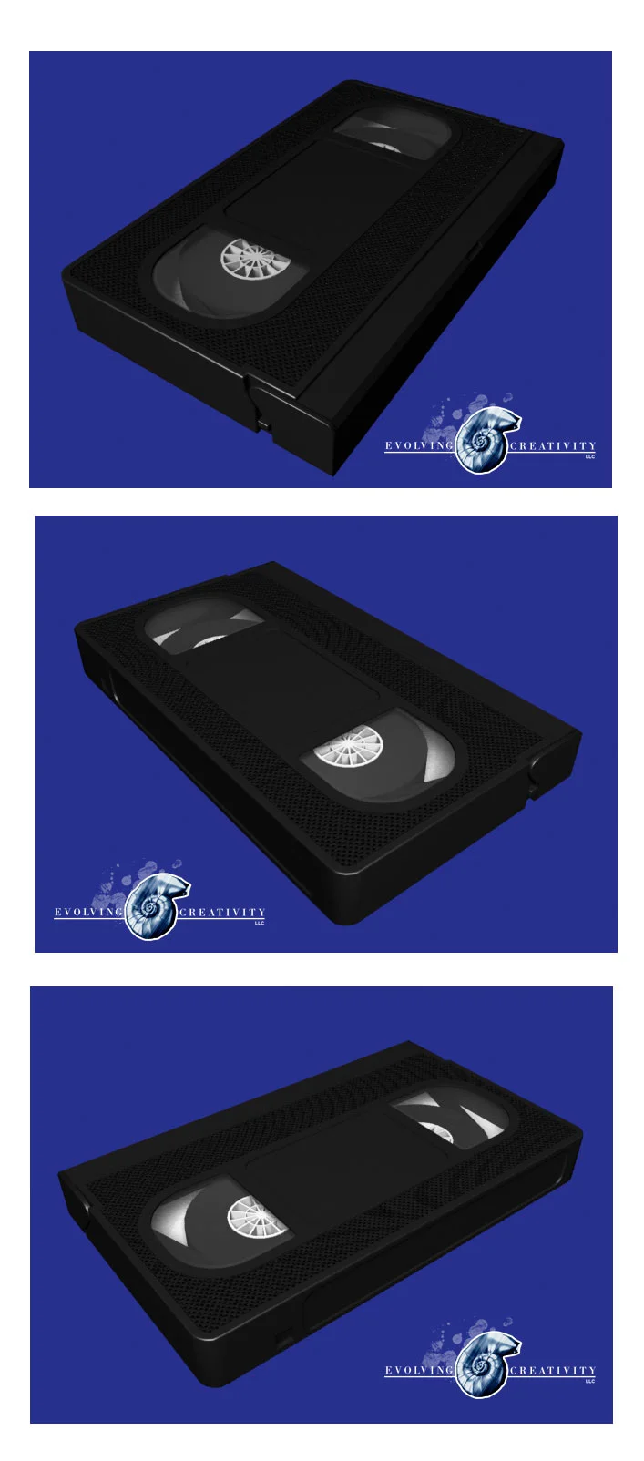 VHS tape was modeled and rendered in NewTek's Lightwave 3D