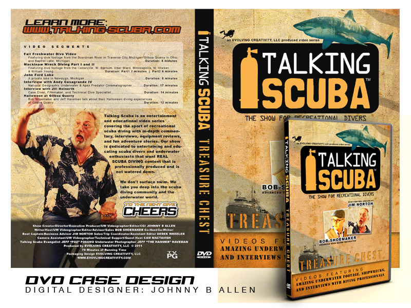DVD case insert for Talking Scuba & Outdoor Adventures featuring videos from the netcast series