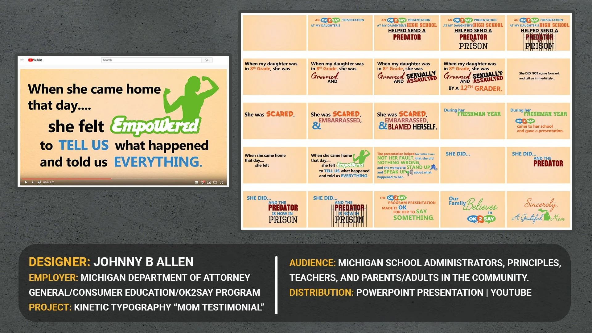 Storyboard for Kinetic Typography "testimonial" project