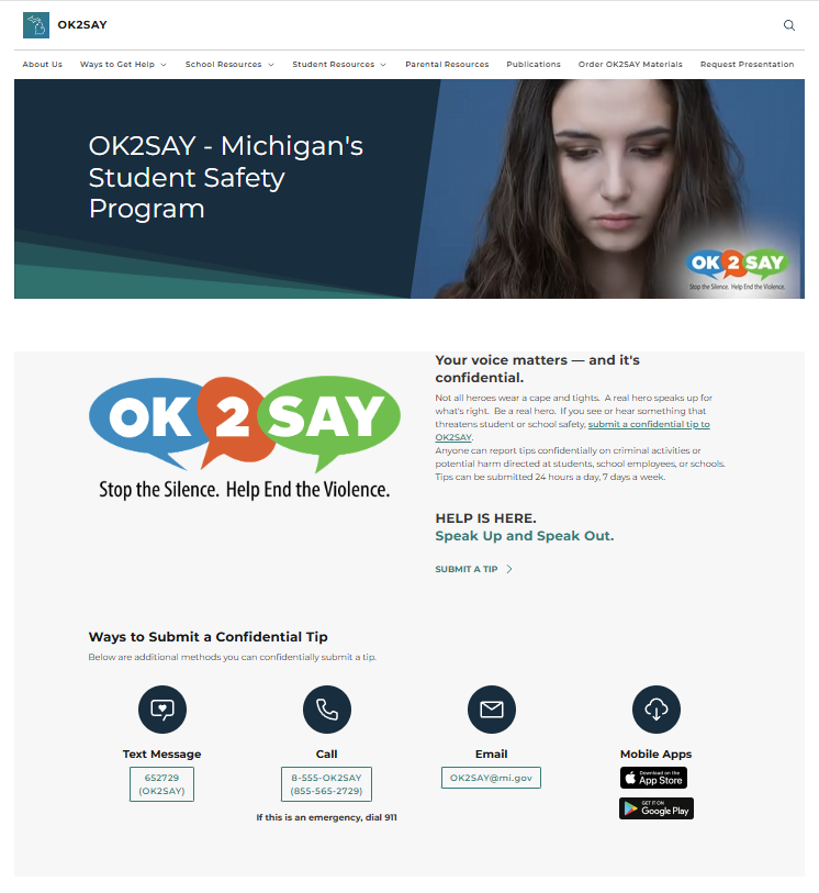 OK2SAY Website Screenshot