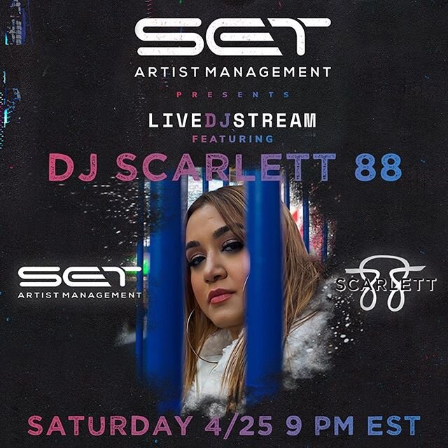 Set Artist Management Presents ⁣
⁣
DJScarlett88 ⁣
⁣
4/25 - 9PM EST⁣
⁣
#dj #djlife #djscarlett #djscarlett88 ⁣
#quarantinelife #setmgmt #iglive #turnupthelove