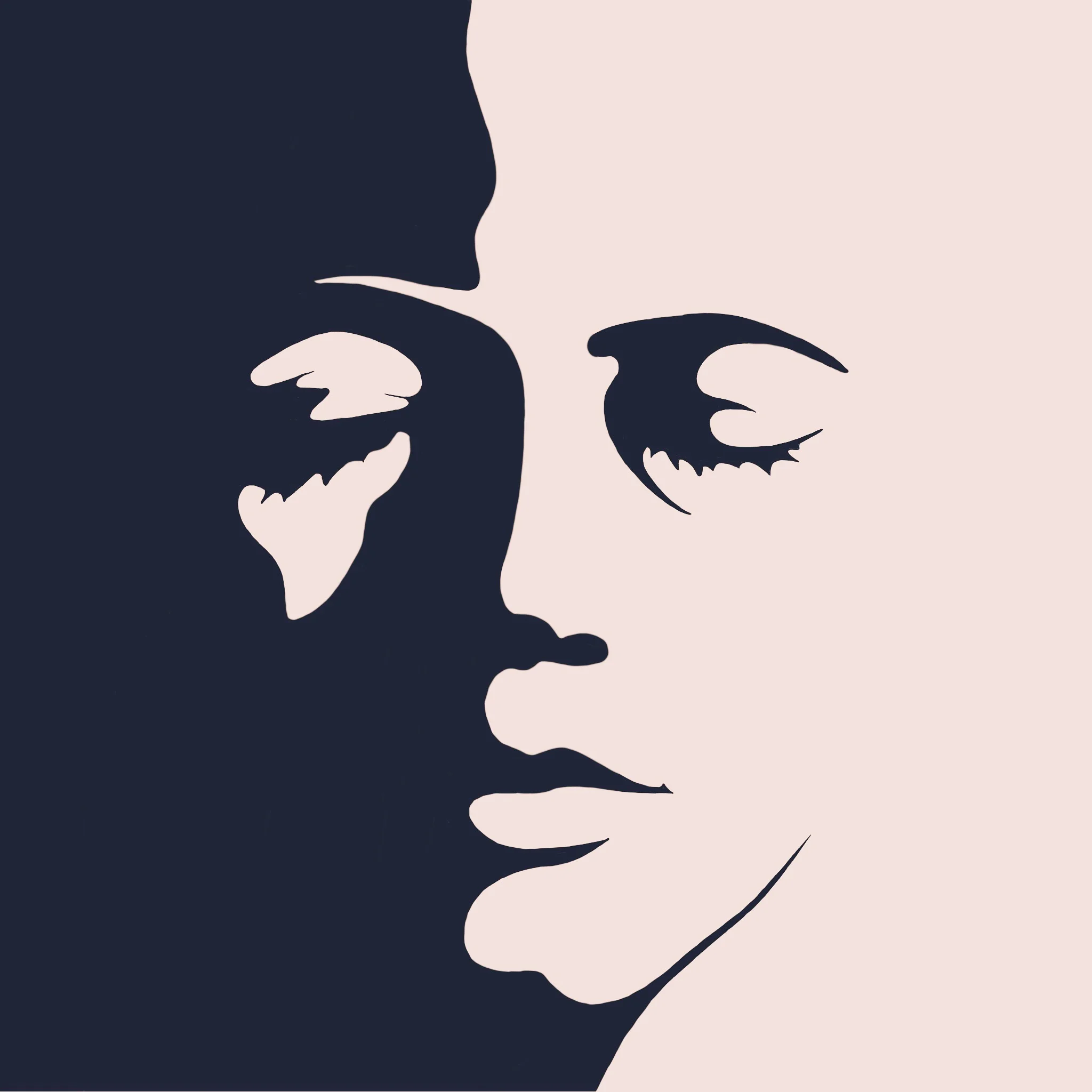 Portrait negative space illustration