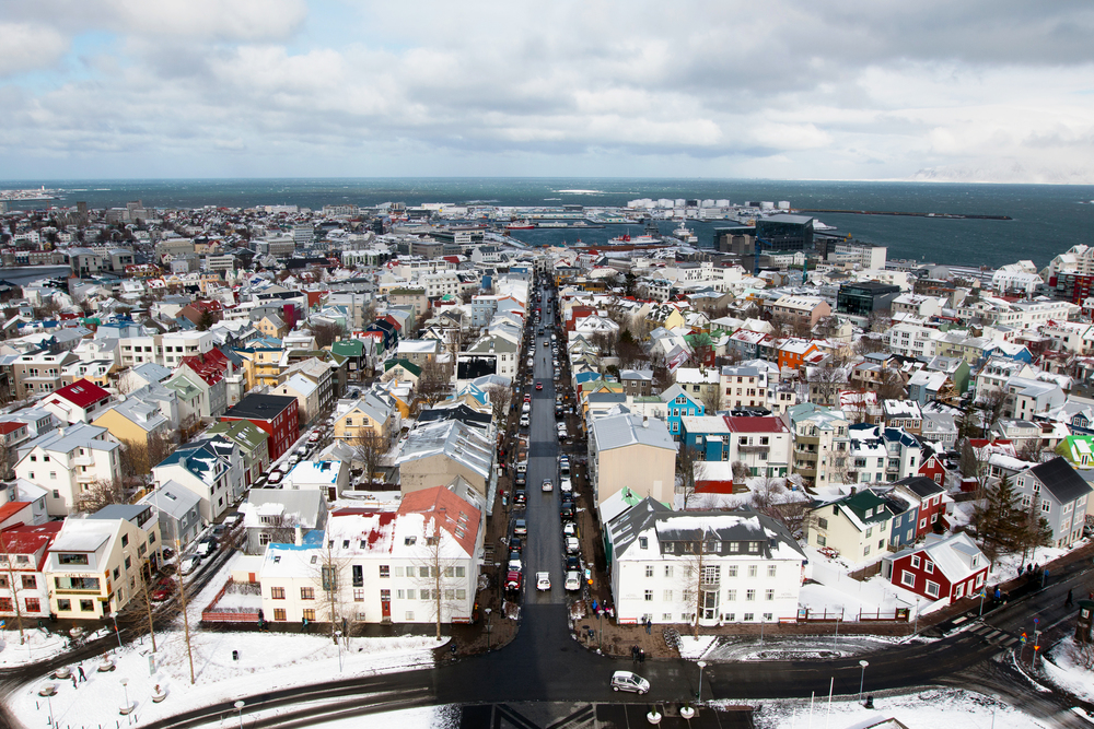 View of Reykjavík from the clock tower of Hallgrímskirkja Church