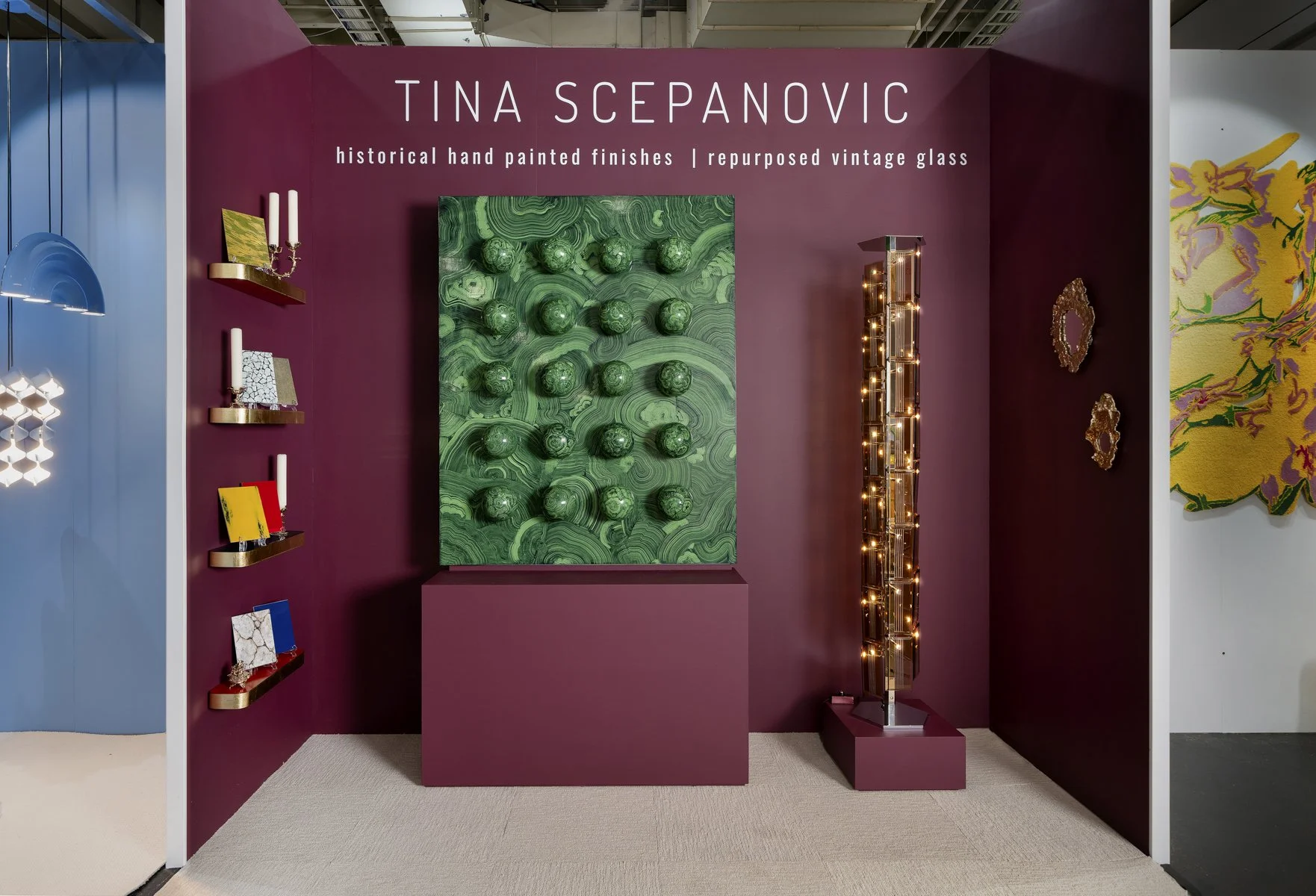 Designer Tina Scepanovic custom made light and art for her ICFF booth