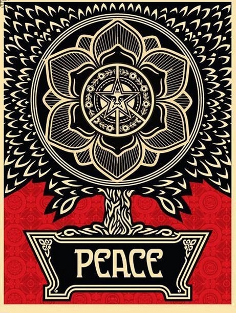 SHEPARD FAIREY | Peace Tree Silkscreen | Edition:300 |18 x 24 | Signed and Numbered