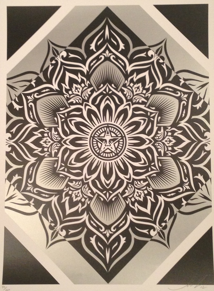 SHEPARD FAIREY | Lotus Diamond - Silver Silkscreen | Edition: 250 | 18 x 24 | Signed and Numbered