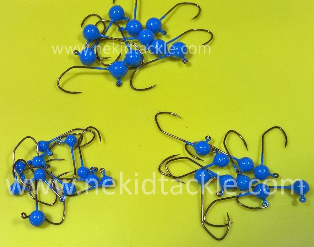 Sparklin' Sky Blue Semi-Nekid Crappie Jig Heads Coated with UV