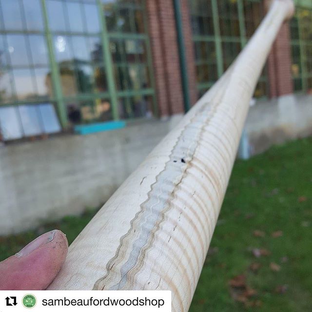 #Repost @sambeaufordwoodshop (@get_repost)
・・・
⚾Batter Up!⚾ Beautiful Curly Maple Baseball Bat #style #baseball #bestwoodshop  #takemeouttotheballgame #woodworking #woodshop #woodturning