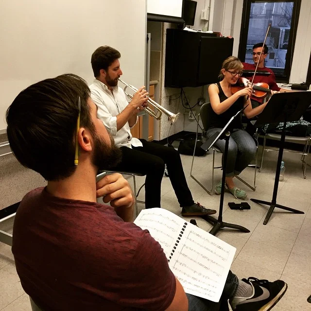 Brian Petuch listening to the balls-to-the-wall ending of his piece Protosaurus. Come listen on Sunday at Cloud City in Williamsburg