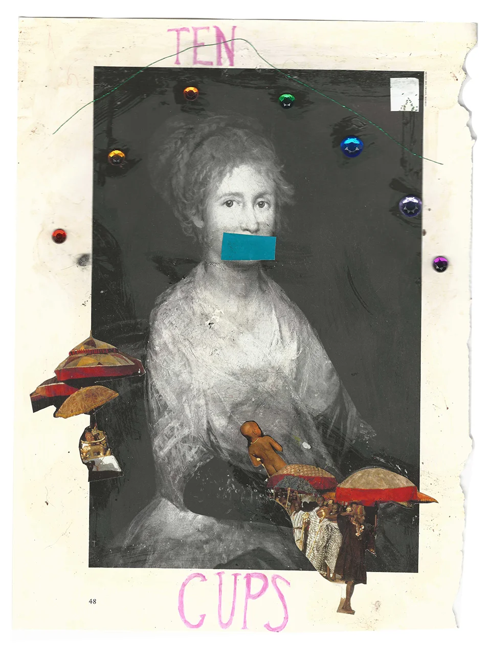 a selection of collaged tarot cards from autumn casey's deck shown at balancing infinity