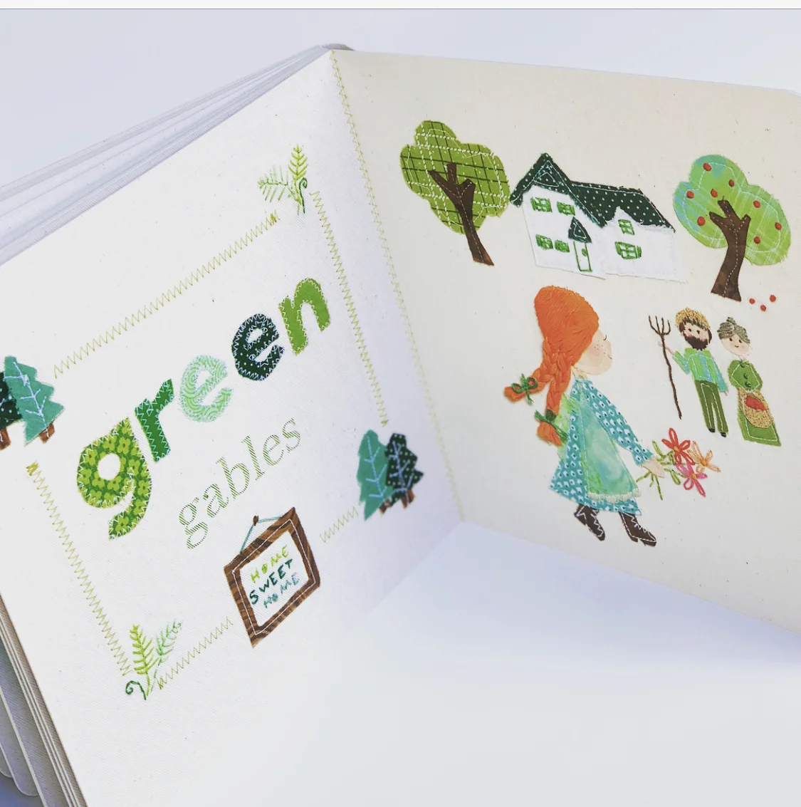 The color green is represented by a sweet rendition of Green Gables.