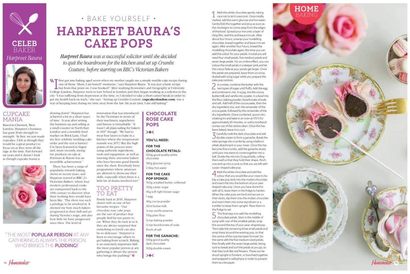 Homemaker Magazine May 2016 Food and portrait photography for Crumbs Couture