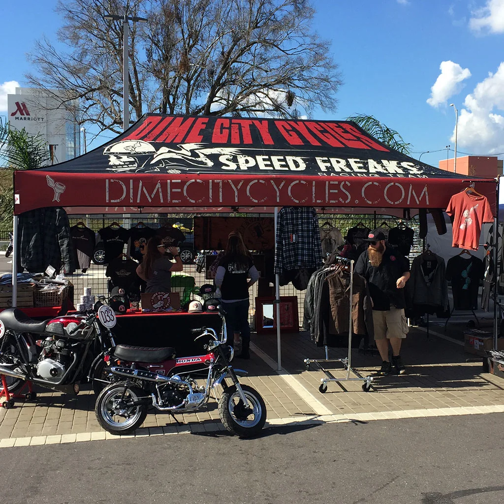 Dime City Cycles Trailer and Tent