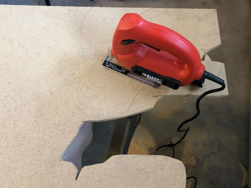After the pattern was transferred, it was cut with a jig saw.