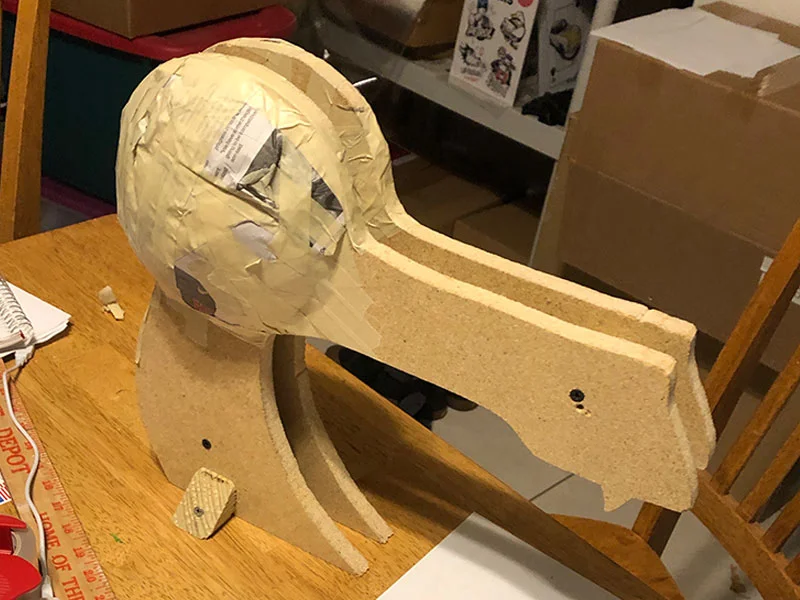 Next step was adding the shape with newspaper and masking tape. Layer after layer, building up the shape I wanted.