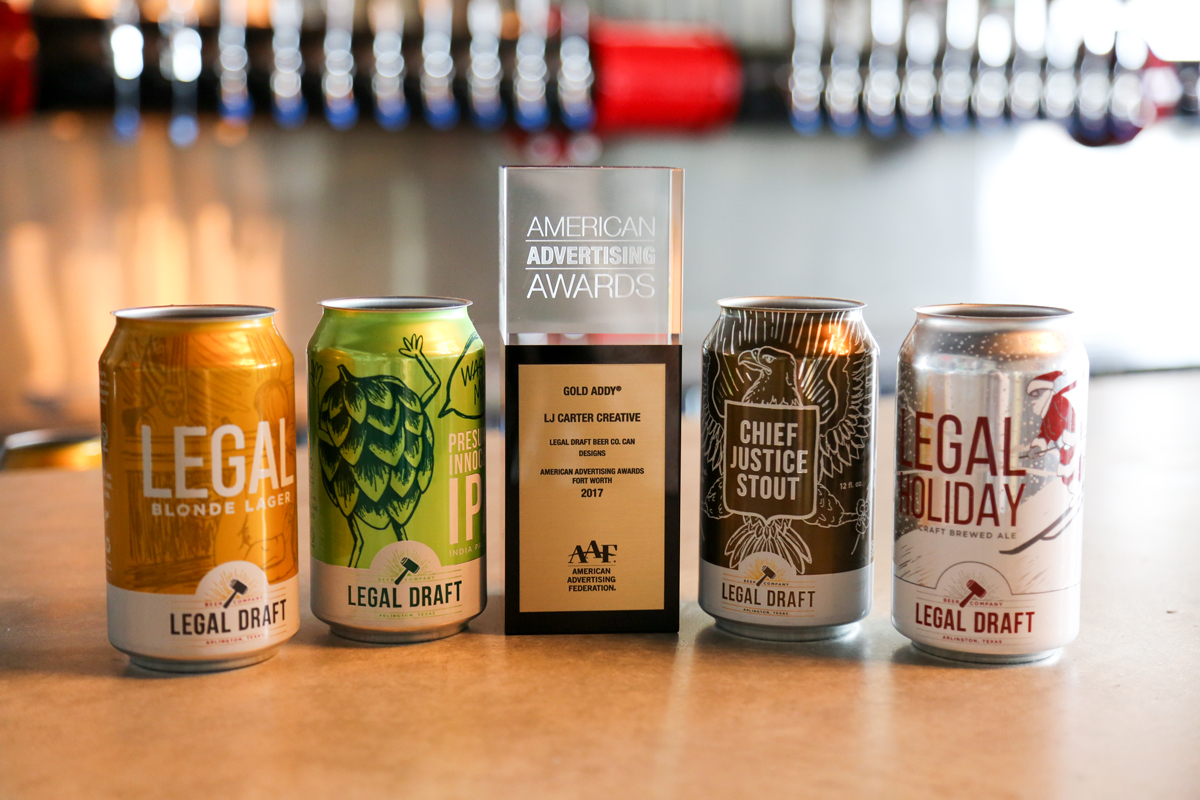 Won a Gold ADDY at the Fort Worth American Advertising Awards for can packaging series
