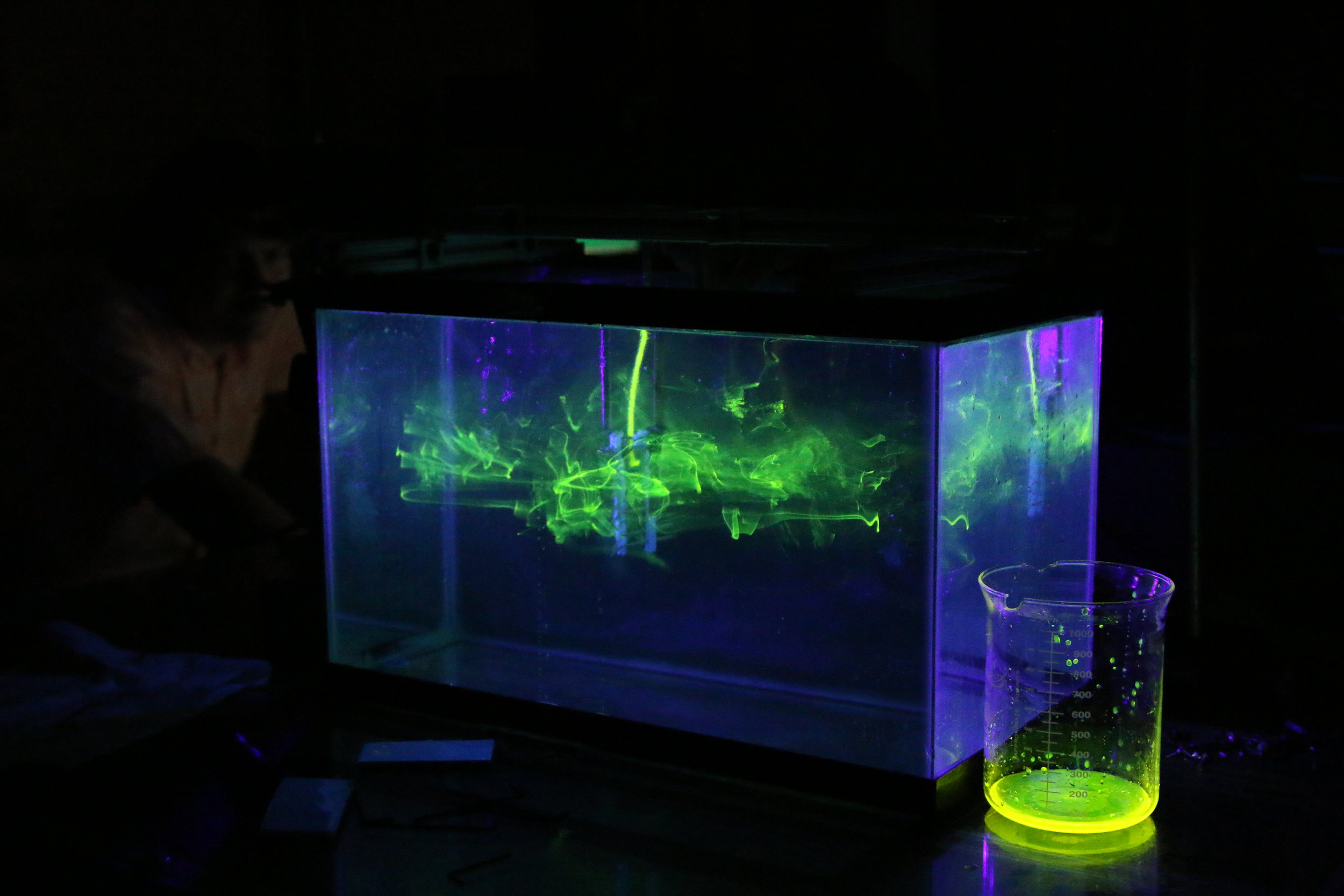  Flow visualization using florescent dye 