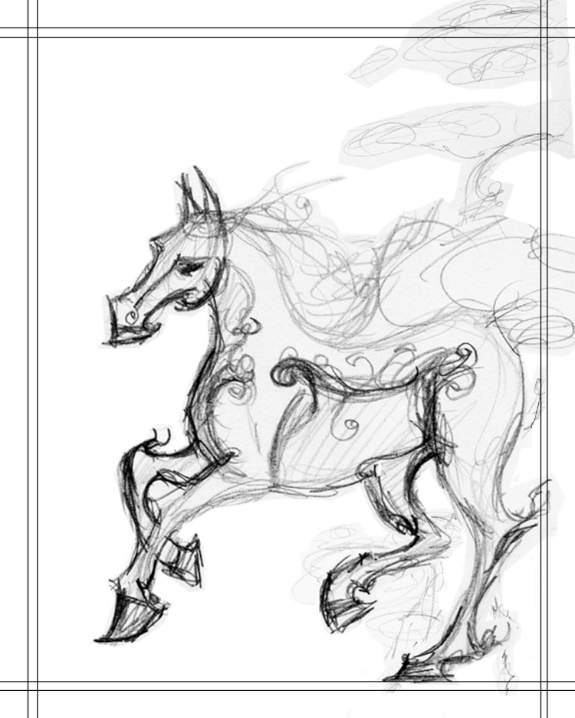Original sketch - note the ambiguous pine