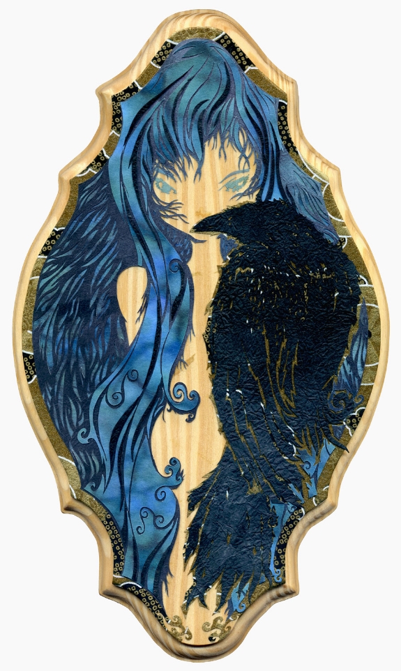 ⊛ Words of Carrion Comfort ⊛ cut paper + washi + chiyogami / wood ⊛ 11.5 x 6.75 in • 290 x 172 mm ⊛ private collection 
