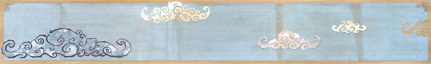 ⊛ LongSky and the Twisting Clouds ⊛ cut paper + washi / wood ⊛ 3.5 x 24 in • 90 x 610 mm ⊛ incorporeal 