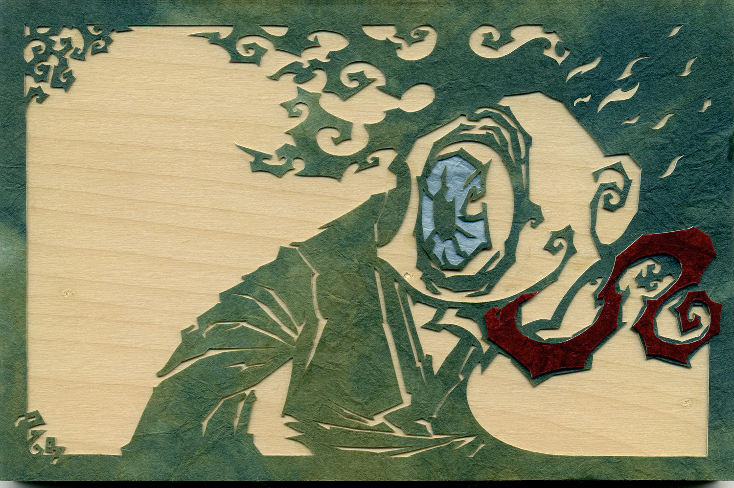 ⊛ Hitotsume-kozō ⊛ cut paper + washi / wood ⊛ 4 x 6 in • 100 x 150 mm 