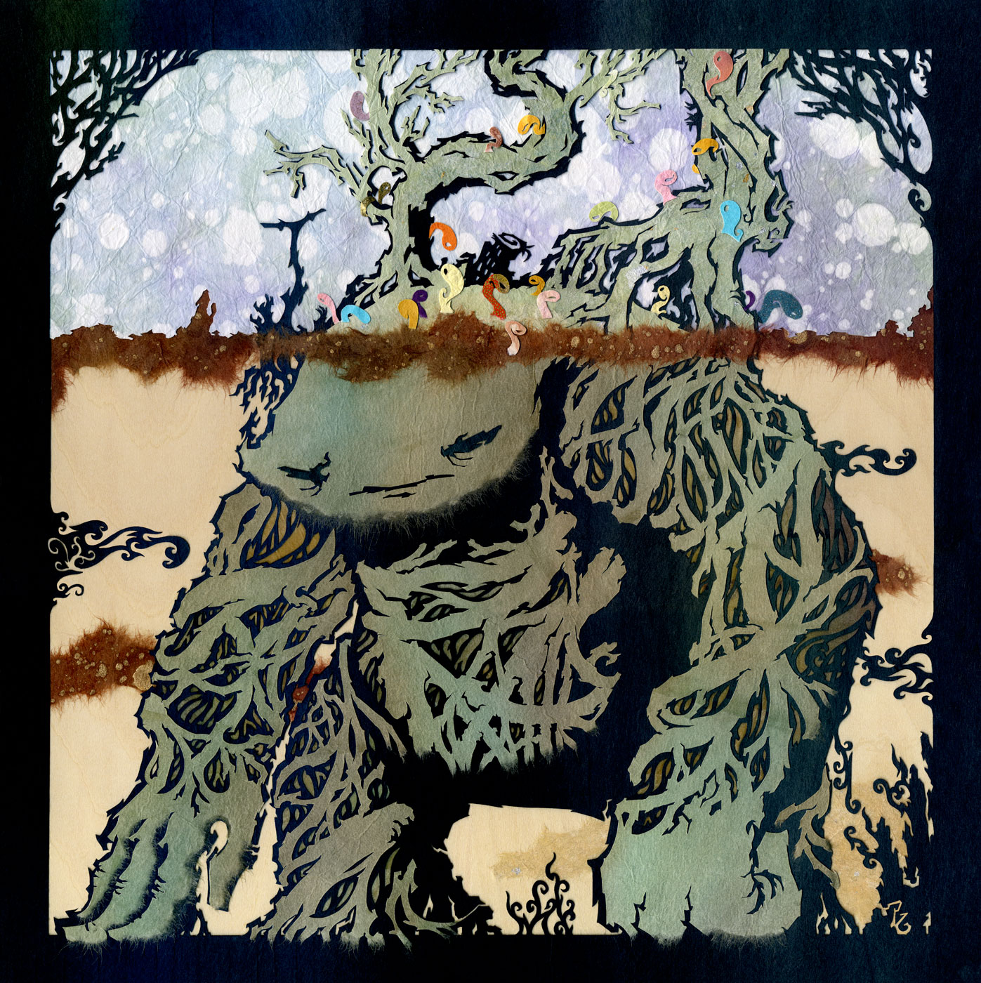 ⊛ Until That Day, Rooted I Shall Remain ⊛ cut + torn paper / wood ⊛ 11.8 in x 11.8 in • 300cm x 300 mm ⊛ private collection 