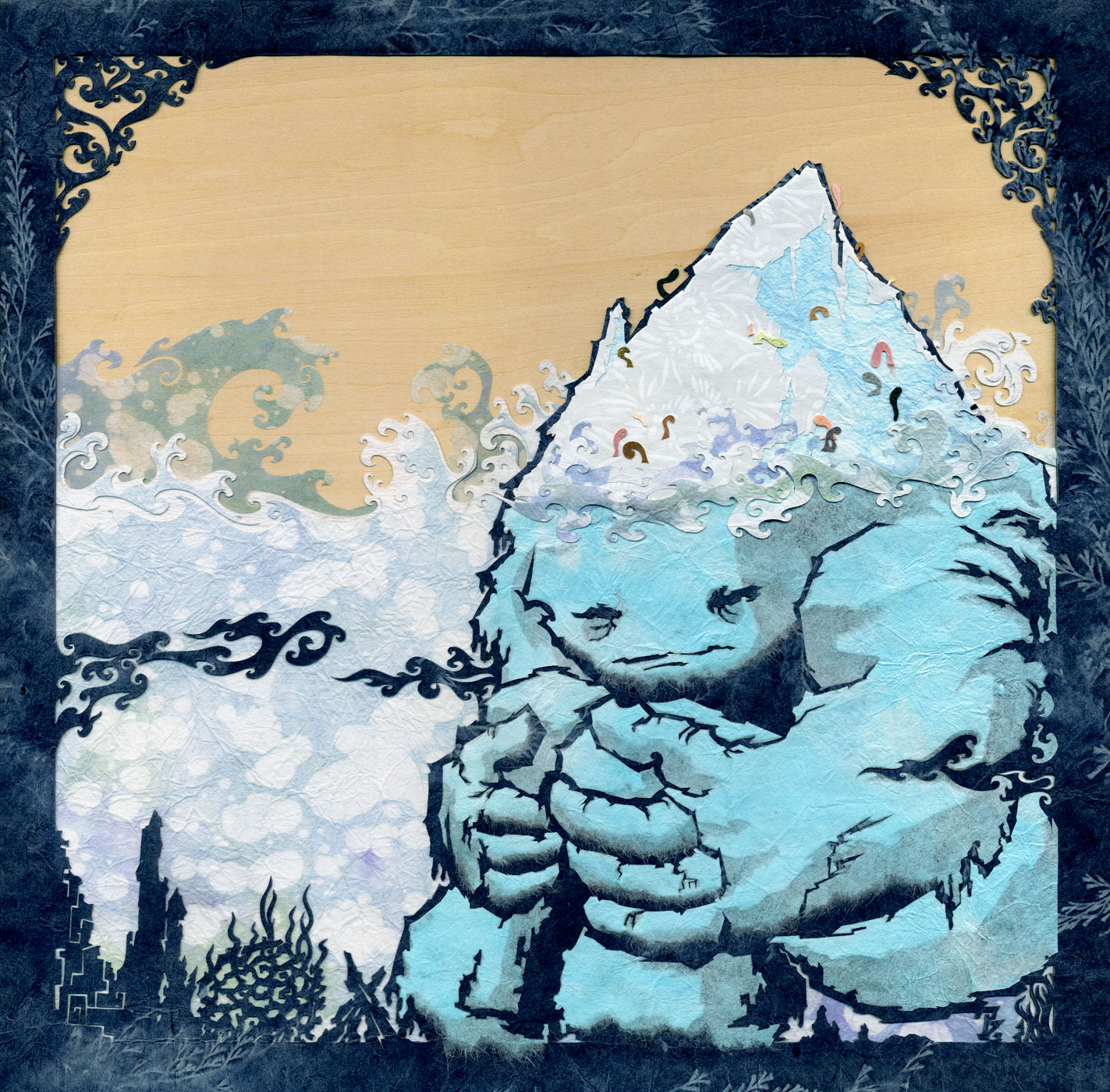 ⊛ Until That Day, My Drift is Glacial ⊛ cut + torn paper / wood ⊛ 11.8 in x 11.8 in • 300 x 300 mm ⊛ private collection 