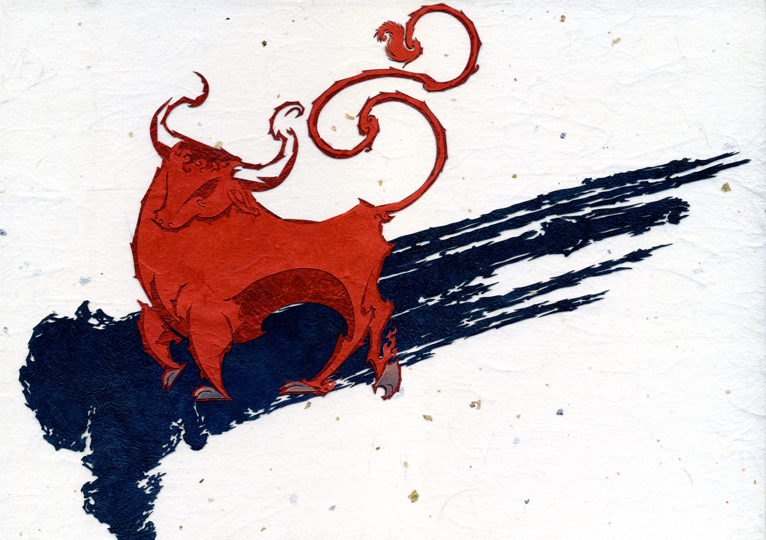 ⊛ The Simplicity of the Path, The Fortitude to Keep to It (丑年) ⊛ 10.1 x 14.3 in • 257 x 364 mm ⊛ cut paper / board ⊛ private collection 