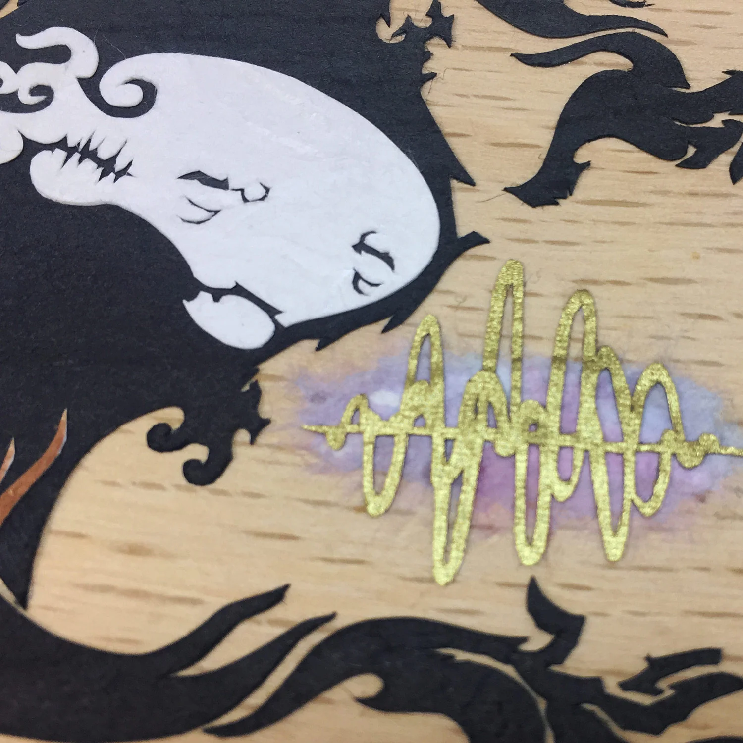 The Radiance Under the Tone, the Dark of the Current Original cut paper art by Patrick Gannon - detail