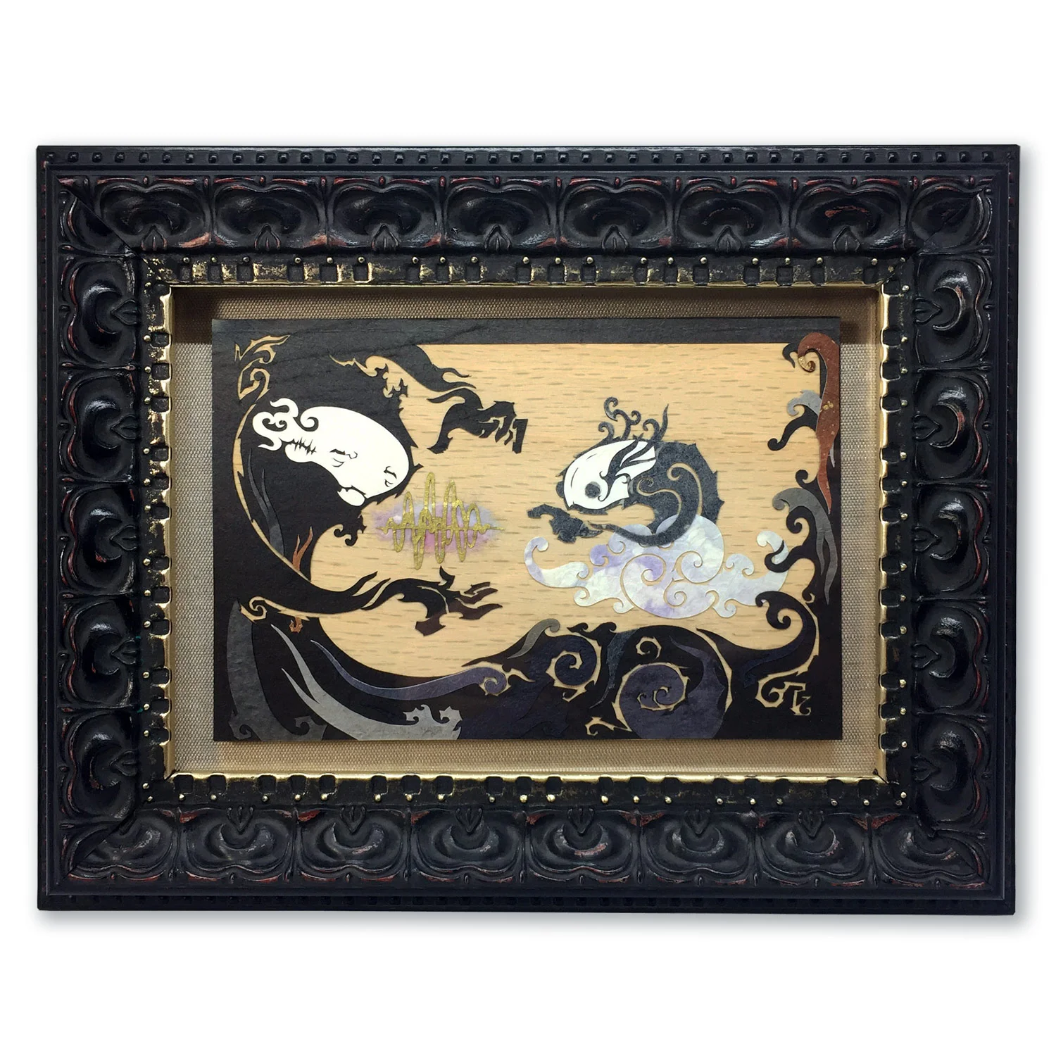 The Radiance Under the Tone, the Dark of the Current Original cut paper art by Patrick Gannon - framed