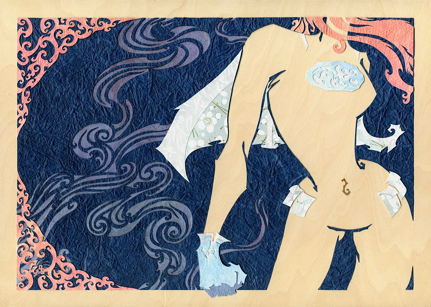 ⊛ A Hero Must Know How to Accessorize ⊛ cut paper + washi + chiyogami / wood ⊛ private collection