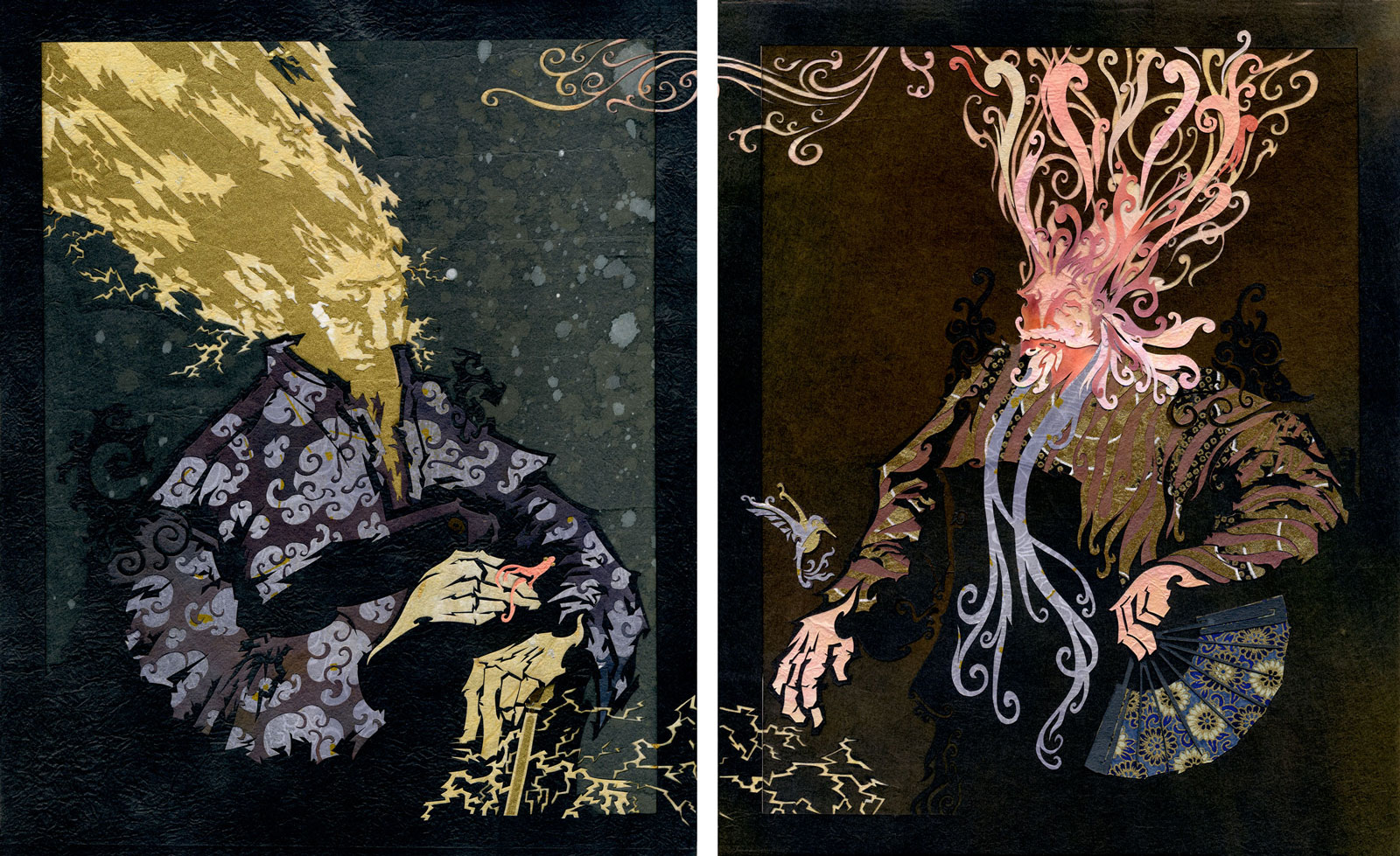 Portrait of Thunder in Contemplation ⊛ Portrait of Wind with a Fan Diptych
