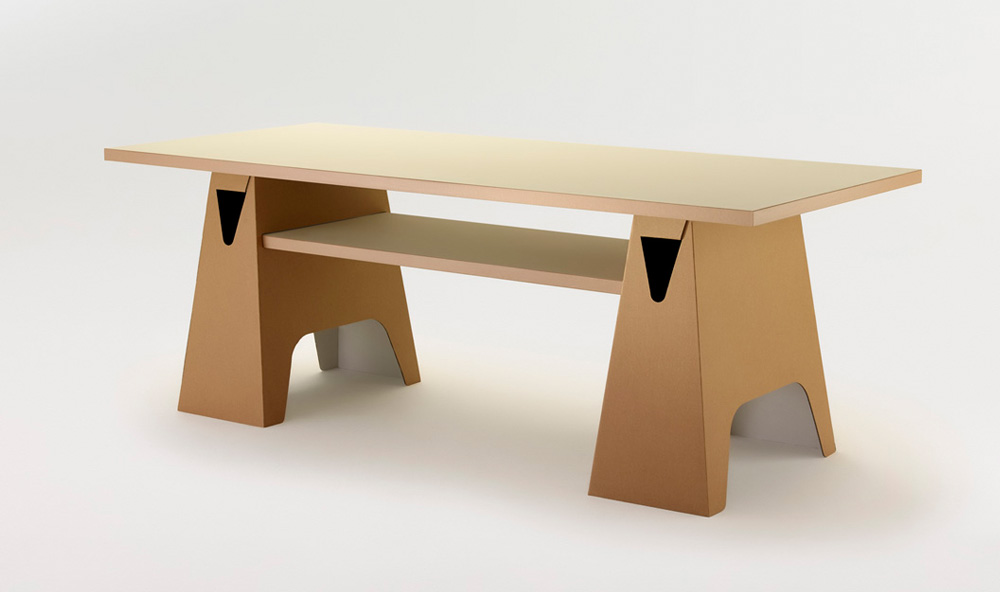 Paper Tiger Trestle Table with Shelf