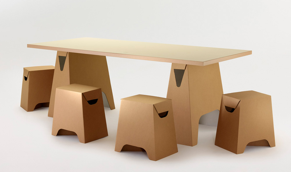 Paper Tiger Trestle Table and Stool Set
