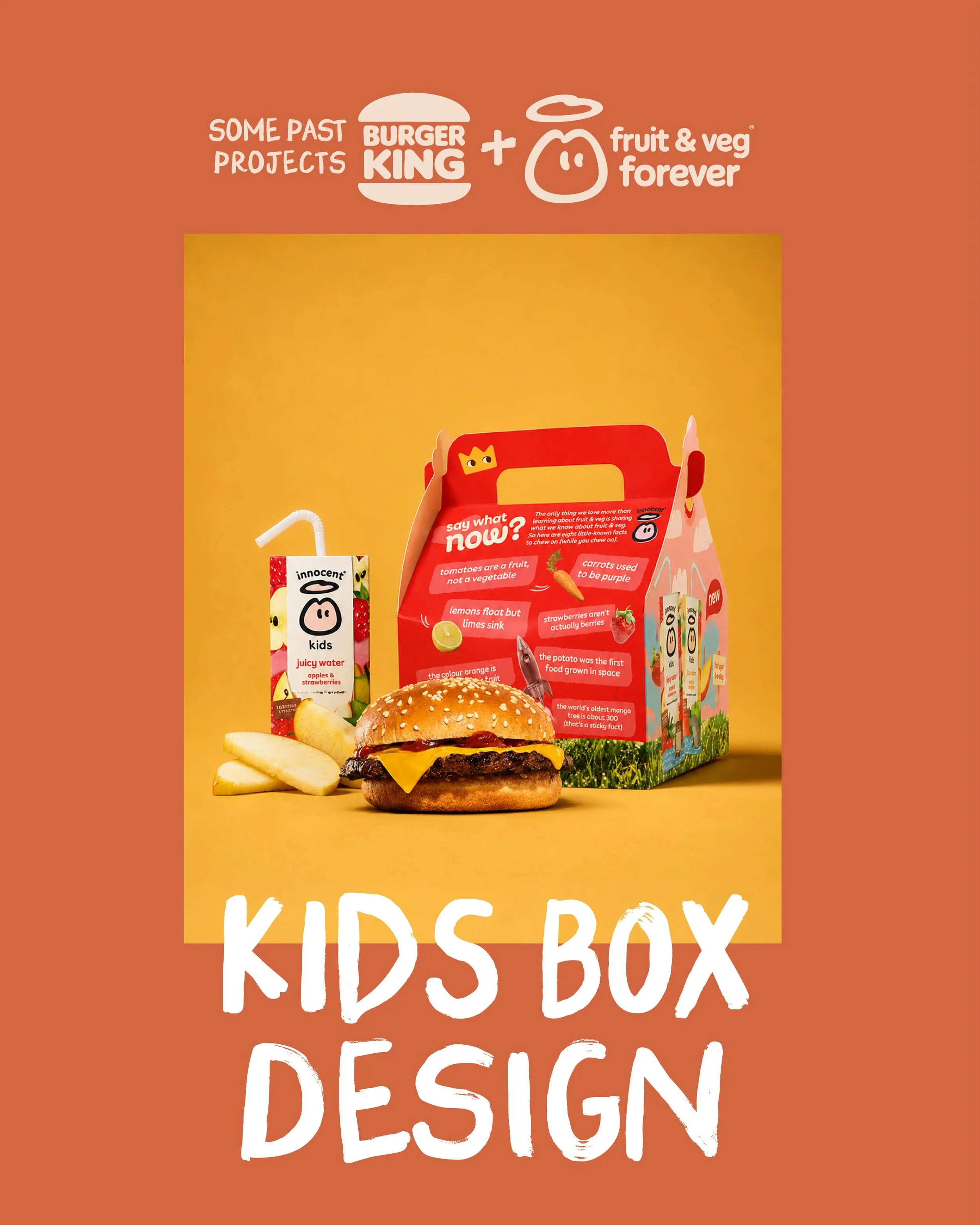 Kids box concept &amp; panel design for Burger King X innocent drinks. A very fun project! 🍔🥤