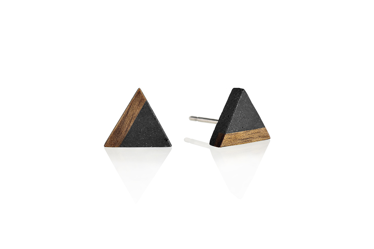triangle wood earings