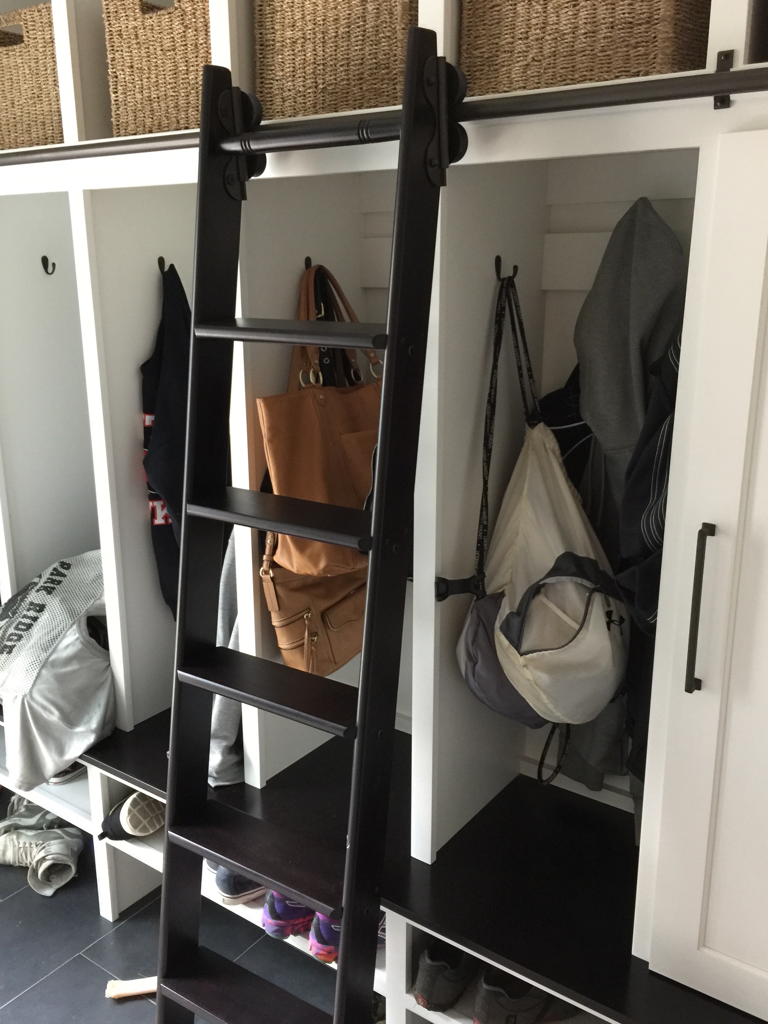 A big improvement over the builder-standard mudroom.