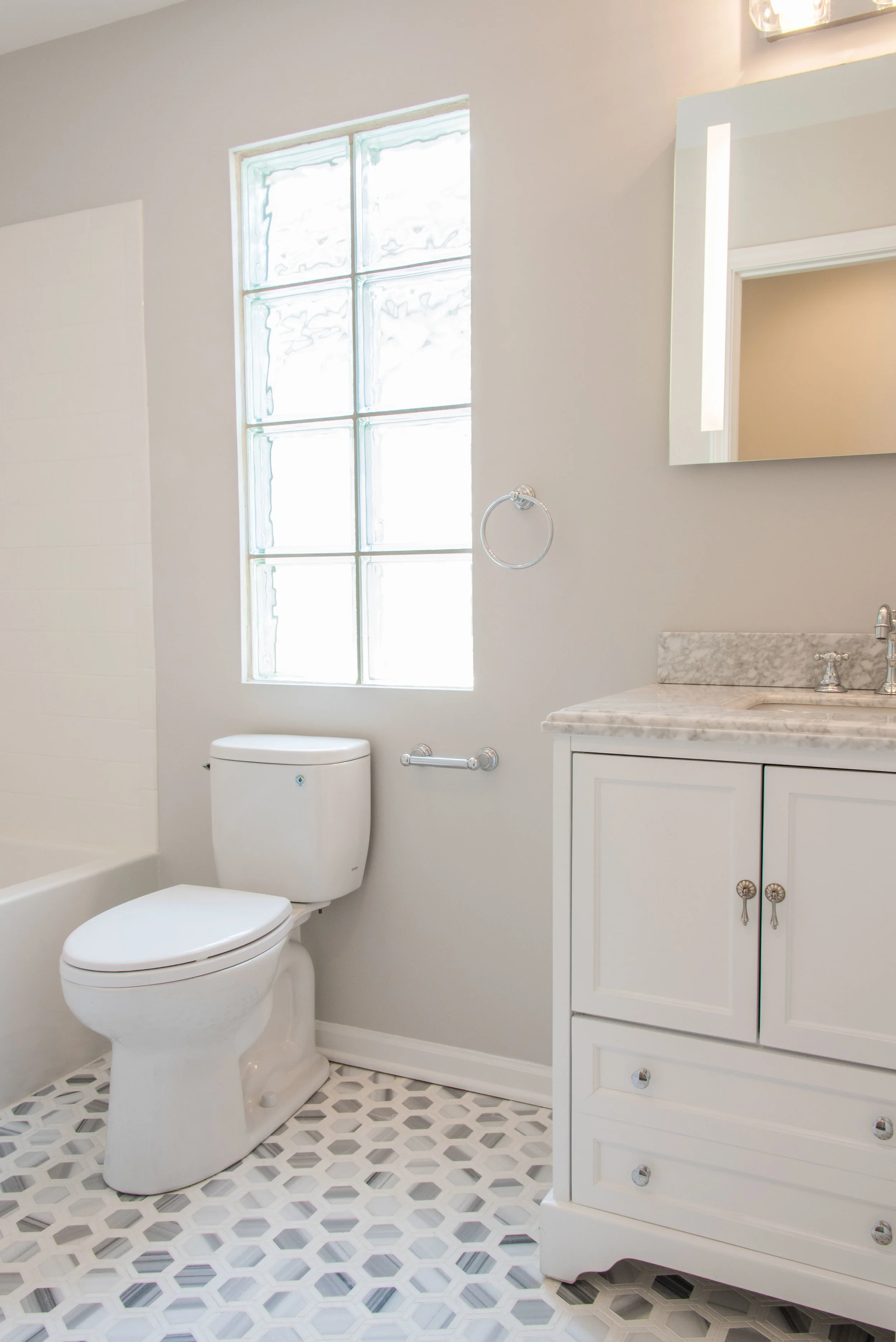 The new hall bathroom.