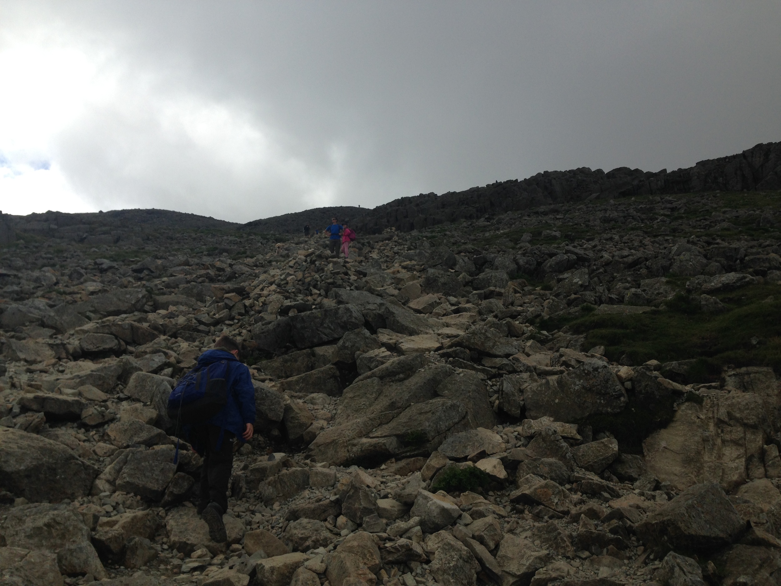 Final push towards the summit of Scafell Pike (Englands highest mountain) (Husband and daughter steaming on ahead in the distance and my youngest keeping a good pace!)